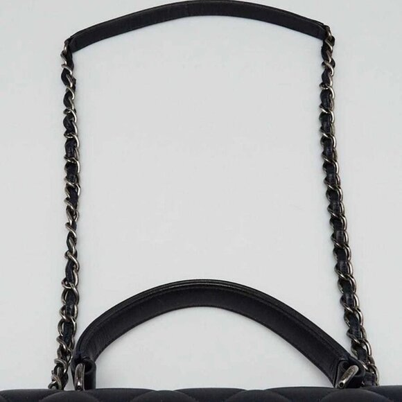 Chanel Navy Blue Quilted Lambskin Leather Large Trendy Bag - Picture 7 of 11